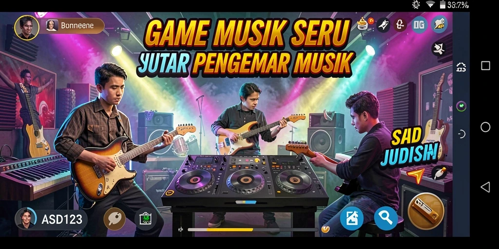 Tampilan gameplay seru dari <strong>ASD123</strong> yang menunjukkan pemain menikmati musik.