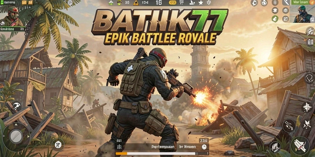 Screenshot gameplay epik dari BATIK77 di arena Battle Royale.