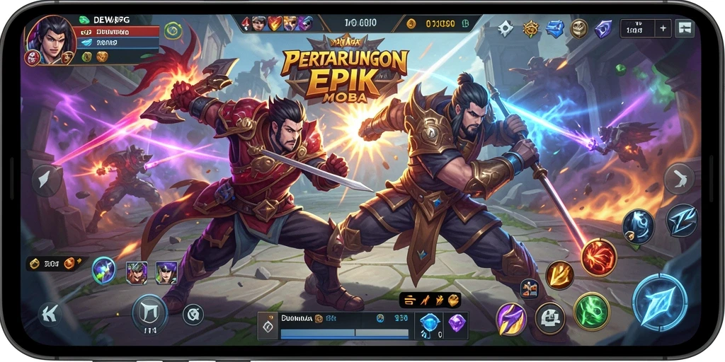 Gameplay MOBA yang intens dan seru di DEWAPG.
