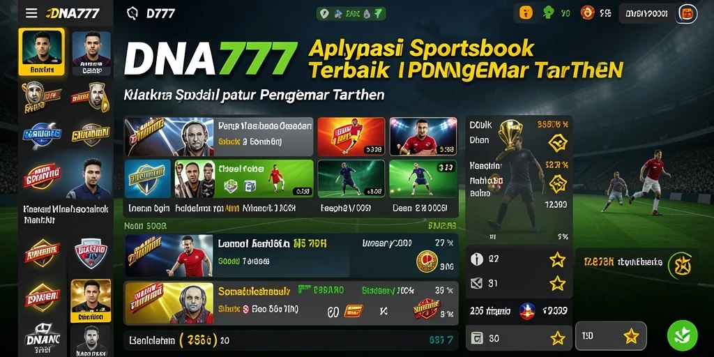 Tampilan gameplay DNA777 dengan fitur Sportsbook dan taruhan langsung.