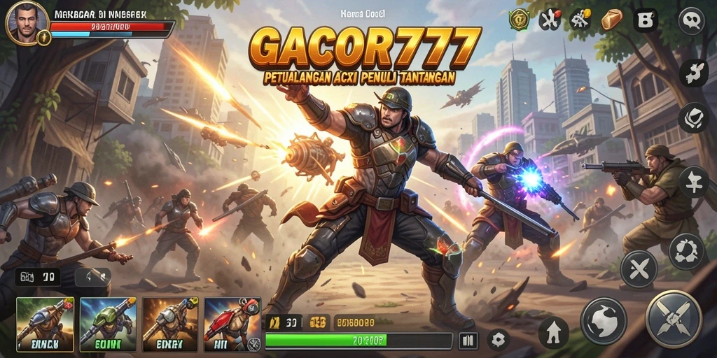 Screenshot GACOR777 menampilkan aksi seru di medan perang.