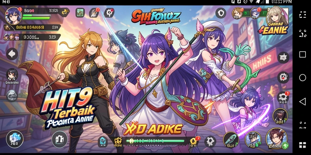 Tampilan seru gameplay HIT9 dengan karakter anime yang menawan.