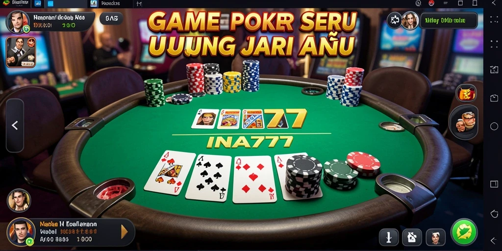 Gameplay poker seru di aplikasi INA777 dengan interaksi pemain.
