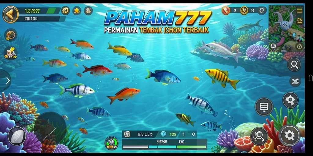 Screenshot gameplay PAHAM777 menampilkan aksi menembak ikan yang mendebarkan.