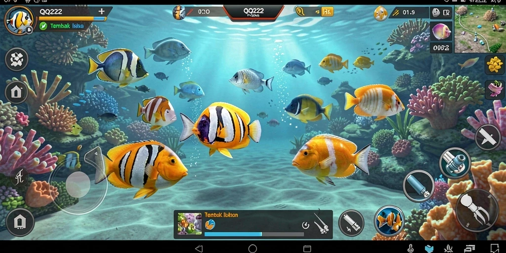 Screenshot game QQ222 menampilkan aksi menembak ikan yang seru.