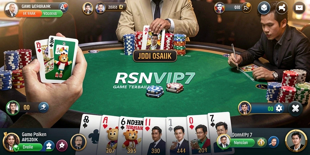 Screenshot utama RSNVIP7 menampilkan aksi seru permainan Poker.