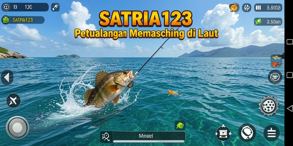 Screenshot gameplay SATRIA123 menampilkan aksi memancing yang mendebarkan.
