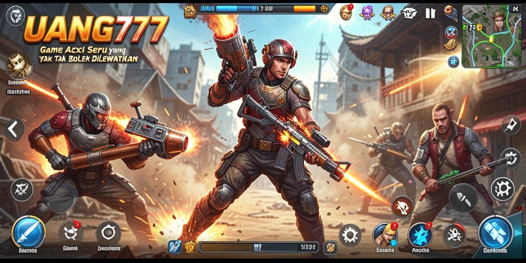 Tangkapan layar menunjukkan aksi mendebarkan dari gameplay UANG77.