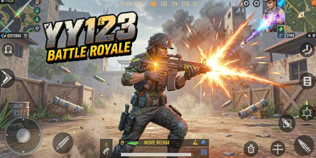 Gameplay seru YY123 dengan aksi pertempuran Battle Royale.