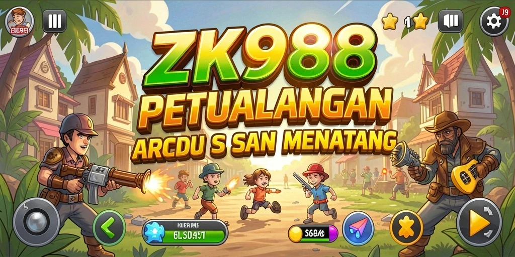 Screenshot ZK988 menampilkan gameplay seru dengan rintangan berwarna-warni.